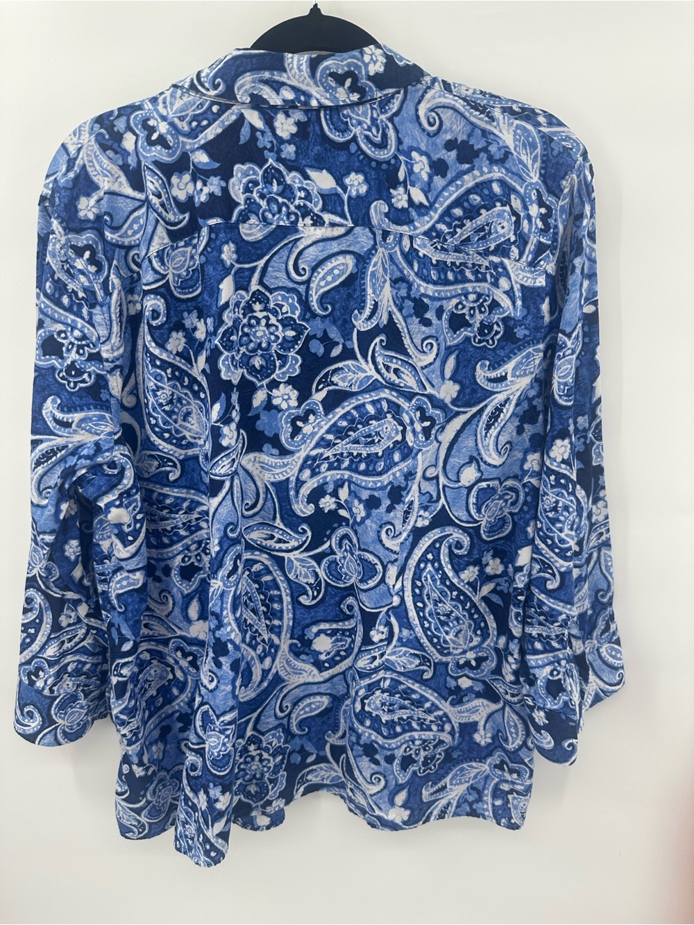 Lauren Ralph Lauren Womens 2X Blue Paisley Boho Cotton Button Front Shirt 1335 - Picture 3 of 8